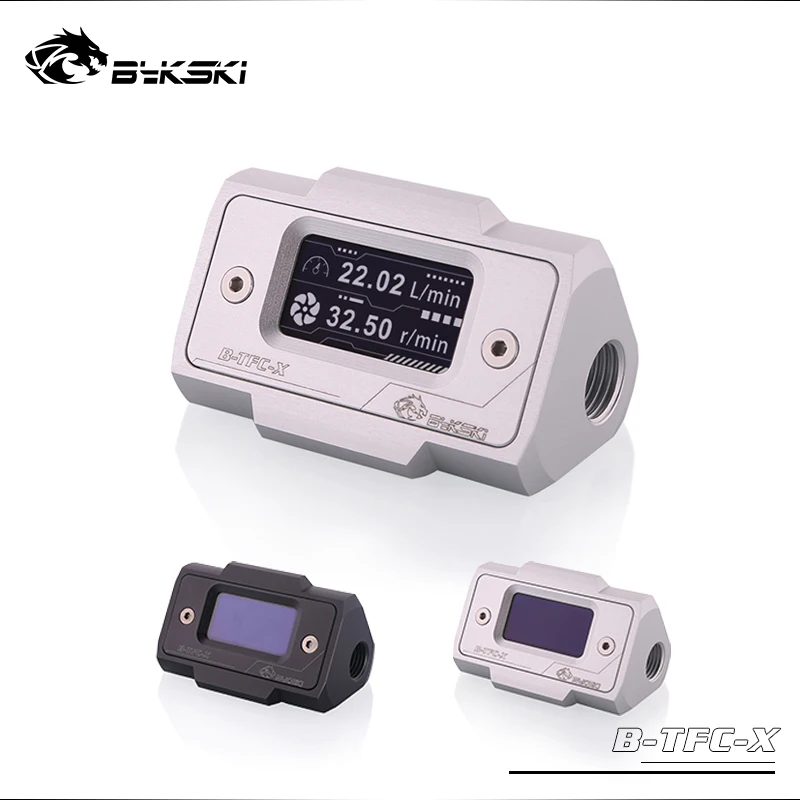 50% OFF  Bykski OLED Digital Display Water Flow Meter Water Cooler System Double G1/4'' Flow Sensor Fitting