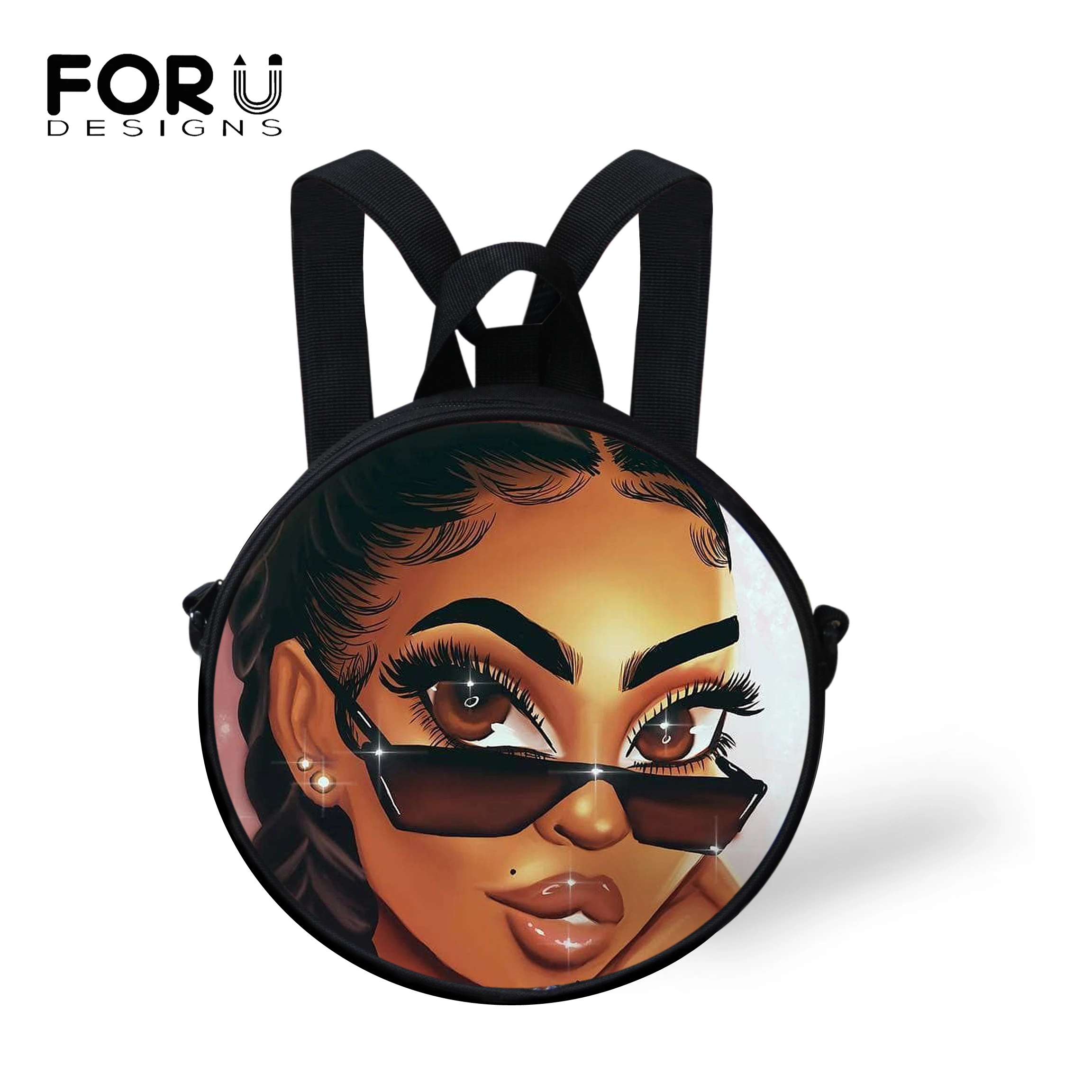 FORUDESIGNS reina mochilas de escuela para niñas niños negro chicas magia Melanin Poppin patrón niños mochilas de felpa bolsa