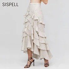ISPELL волнистые юбки с оборками для женщин Высокая талия лодыжки длина Ruched стандартная юбка женская Осенняя модная новая одежда