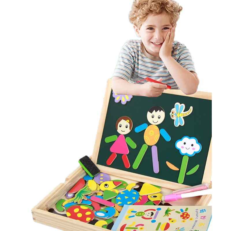 

Magnetic Drawing Board children Wooden puzzle 4 styles Box pre-school Educational kids Toys Gift free shipping