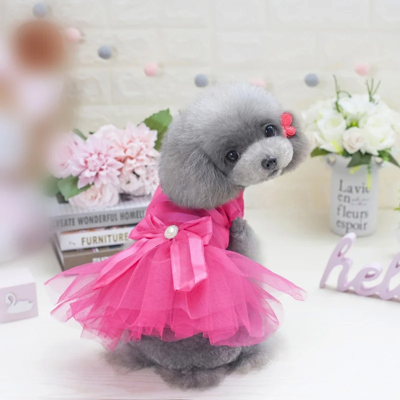 Rose-XL Весенне-летние полосатые платья-пачки на бретельках; платье с бантом из жатой ткани; платья для собак - Цвет: Rose-XL
