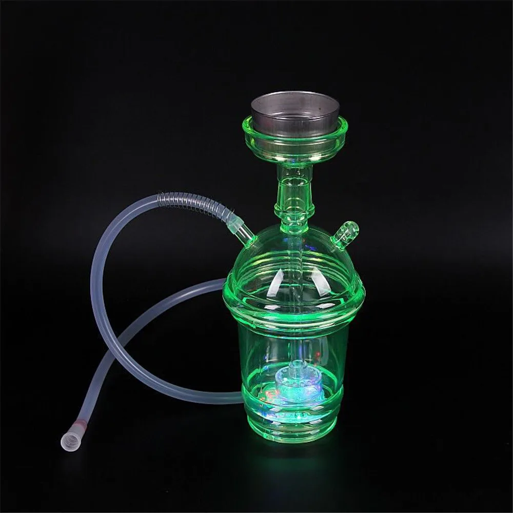 

New Portable Acrylic All-In-One Travel Acrylic Bottle Hookah with Colorful LED Lighter and Hose Charcoal Holder Tong