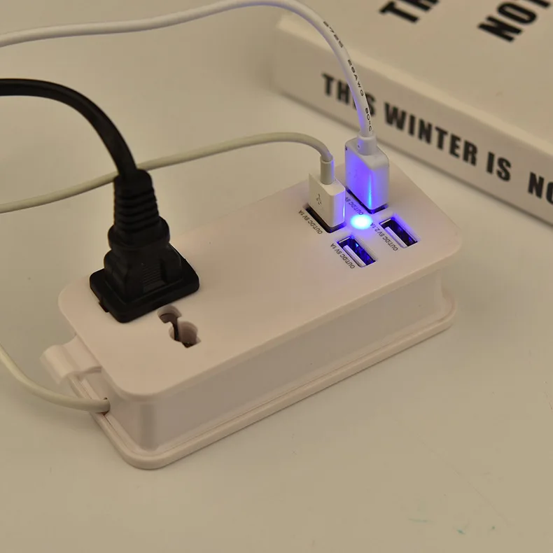 Cross Border for Smart USB Patch Board US Standard Socket with 4 USB Charging Outlet Strips Office Travel Multi Purpose