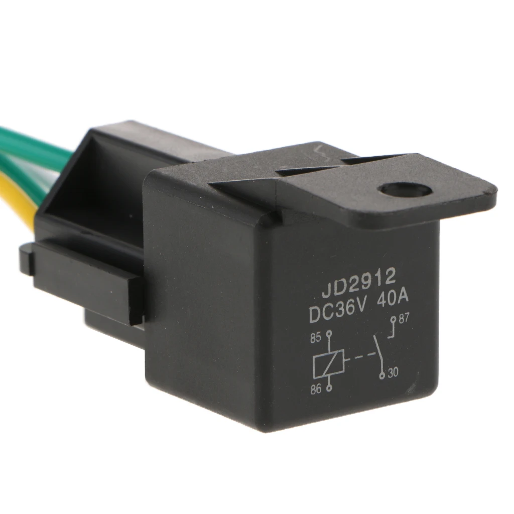 5 штук 36V 40Amp SPST 4 Pin автомобильное реле для лодки с 4 проводами ЖГУТ Розетки