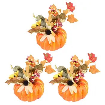 

3pcs Decorative Pumpkin Maple Leaf Halloween Simulation Sunflower Photo Props