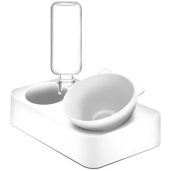 

Pet Bowl Automatic Feeder Food Bowl with Water Dispenser Double Bowl Drinking Raised Stand Dish Bowls with Pet Supplies