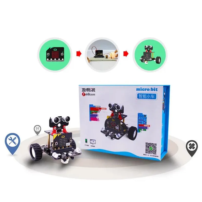 Горячая Распродажа 2WD образовательный Графический программируемый микро: бит умный робот автомобиль для микробит для детей