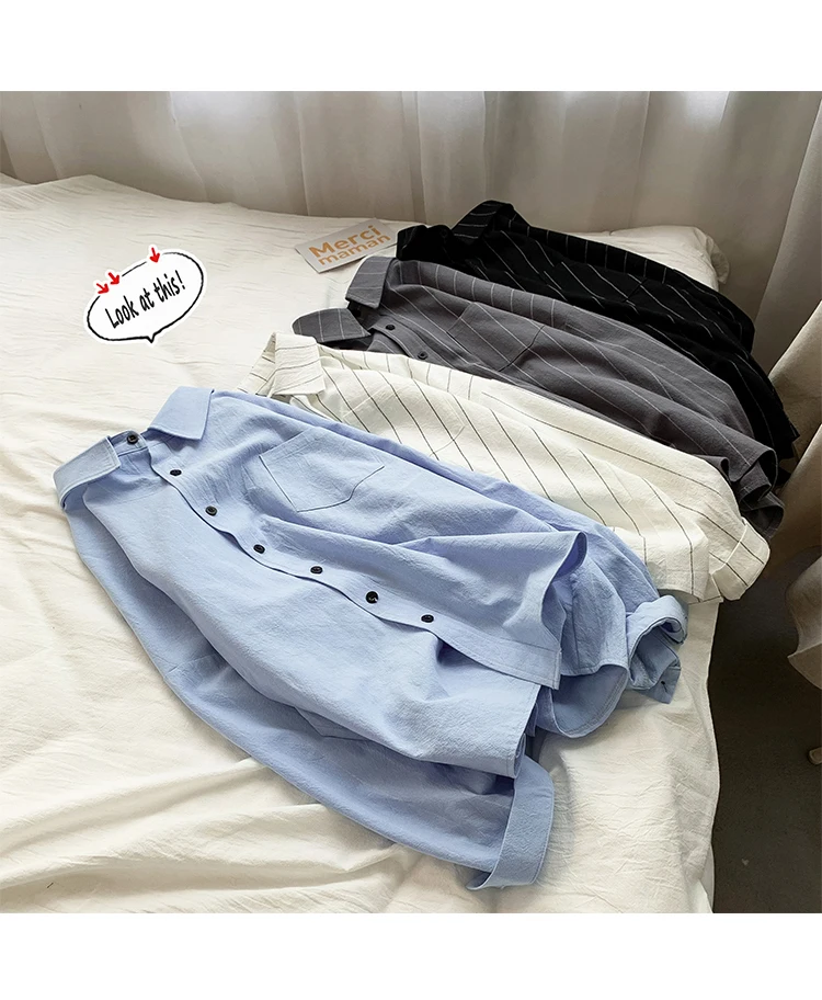 Белая полосатая рубашка с длинным рукавом для мужчин camisa masculina, приталенные повседневные мужские рубашки