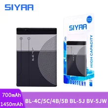 SIYAA телефон Батарея BL-4C BL-5C BL-4B BL-5B BL-5J BV-5JW для Nokia 6100 6300 6260 6136S 2630 5070 C2-01 BL 4C BL 5C BL5C Батарея