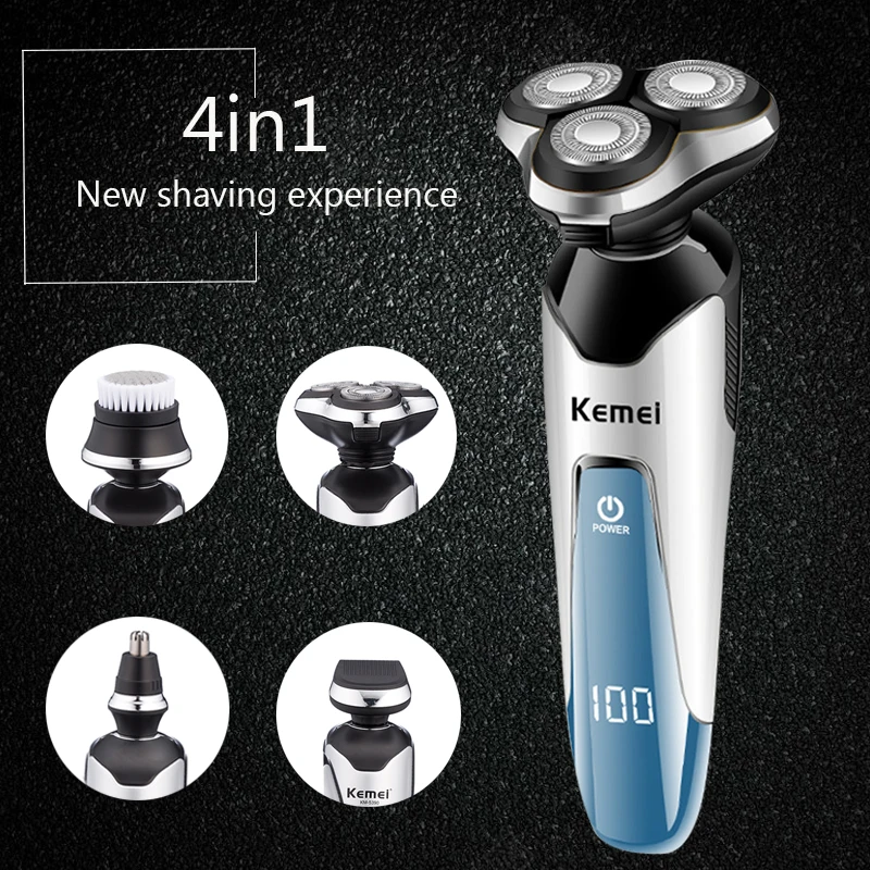 

KEMEI Shaver Triple Floating Blade Head Beard Trimmer Machine Electric Razors Men Beard Trimmer Machine multi-function 3