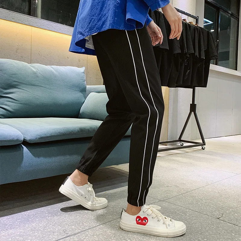 

2019 Spring And Summer Sports Pants Men's Korean-style Trend Loose-Fit Skinny Casual Trousers Popular Brand Beam Leg Bib Overall