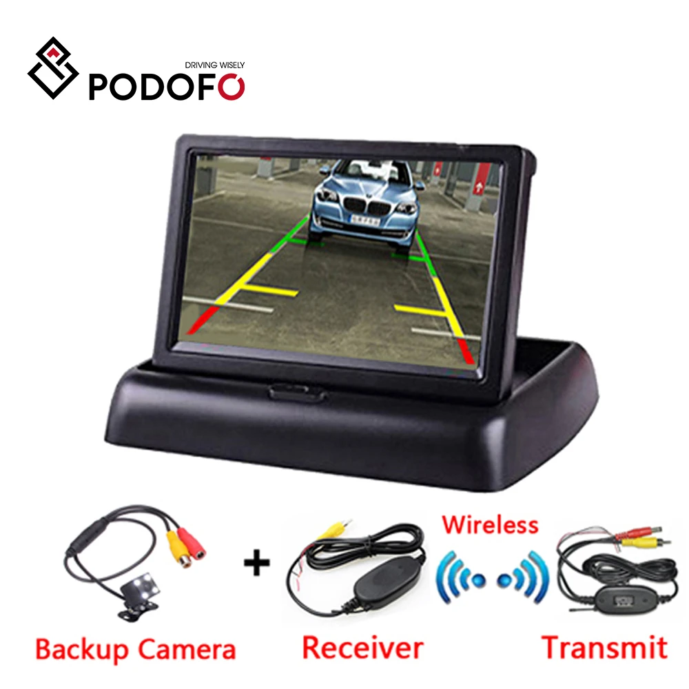 4.3/" TFT LCD Folding Foldable Monitor Car Reversing Camera Waterproof Rear ##
