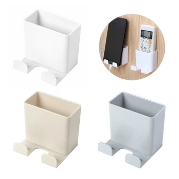 

1pc Remote Control Holder Phone Wall Holder Wall Mounted Storage Rack Smartphone Hanging Cellphone Tablet Charging Multifunction