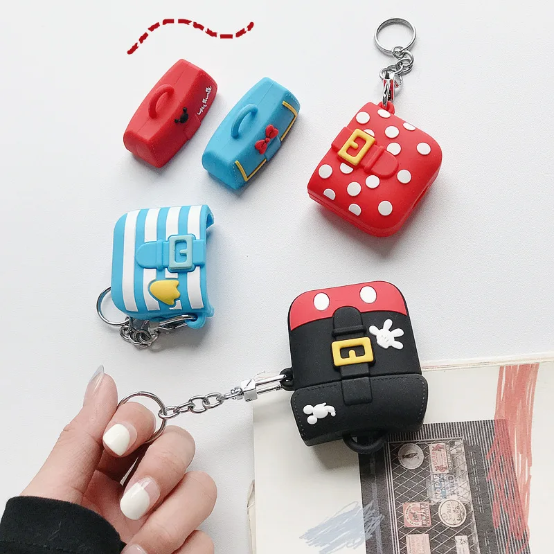 For Apple AirPods Case Mickey Minnie Schoolbag 3D Silicone Case Cover For Airpods 2 Earphone Cover For Air Pods