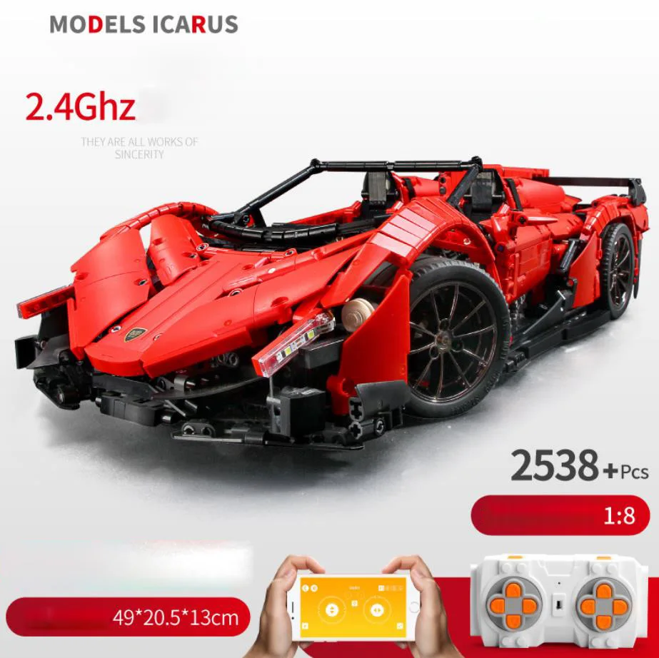 RC машинка из конструктора 13079 App MOC-10559 Veneno Roadster мотор силовые функции Fit Technic подарок блоковые игрушки для детей