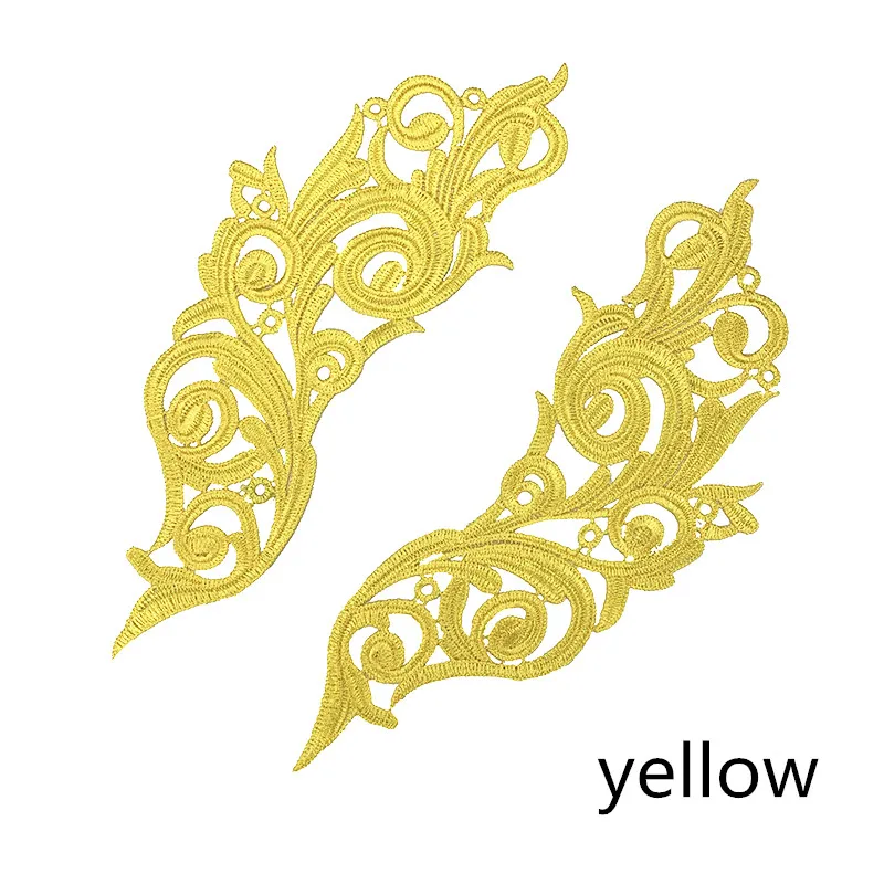 yellow Zsbszc 5 пар 26,3X11 см белая ткань полиэстер, с вышивкой DIY кружевные нашивки венецианские кружевные цветы аппликация аксессуары для одежды LP-DA827 - Цвет: yellow