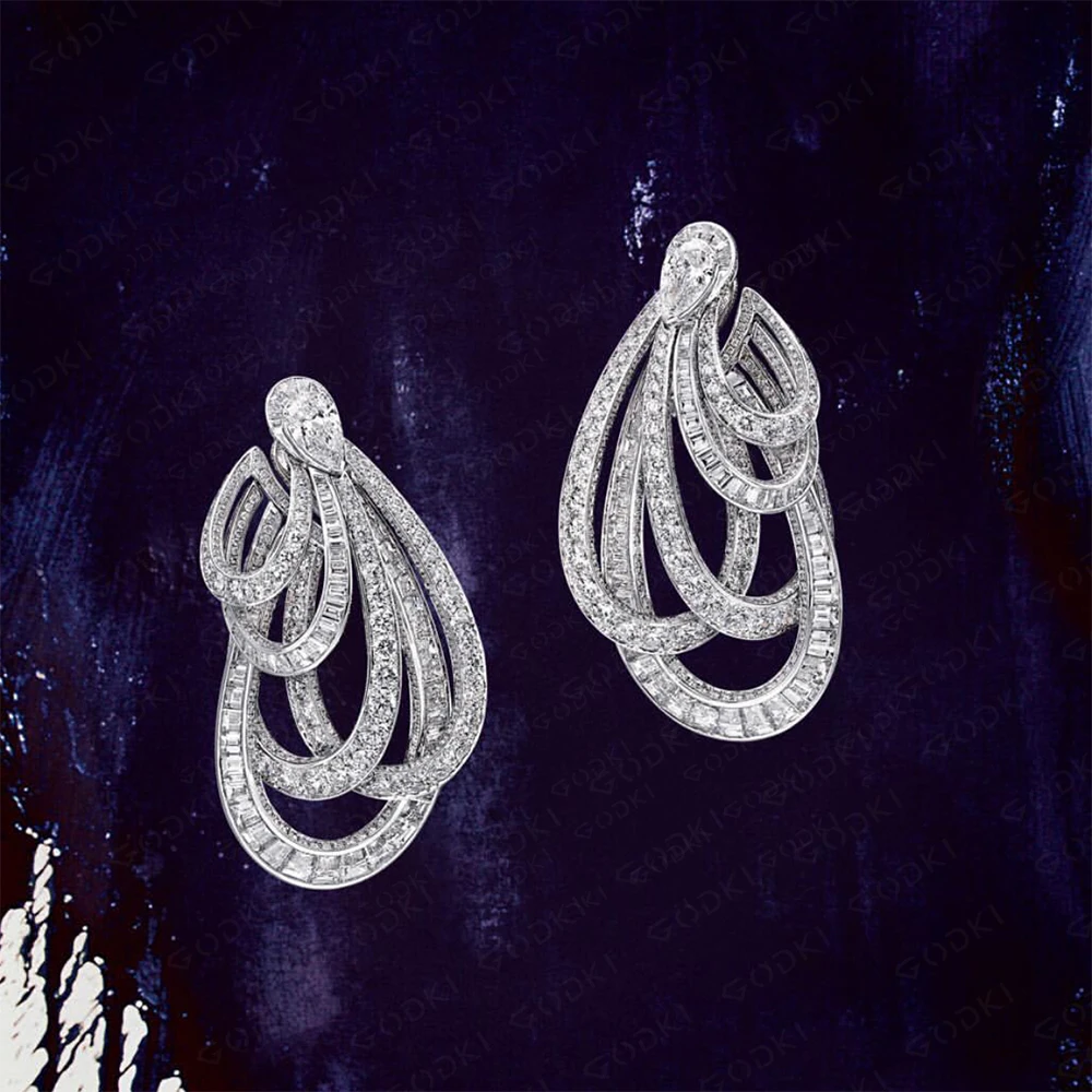 

GODKI Famous Design Twist Stud Earrings For Women Wedding Cubic Zircon Brincos boucle d'oreille 2020 Trendy Bohemia Jewelry HOT
