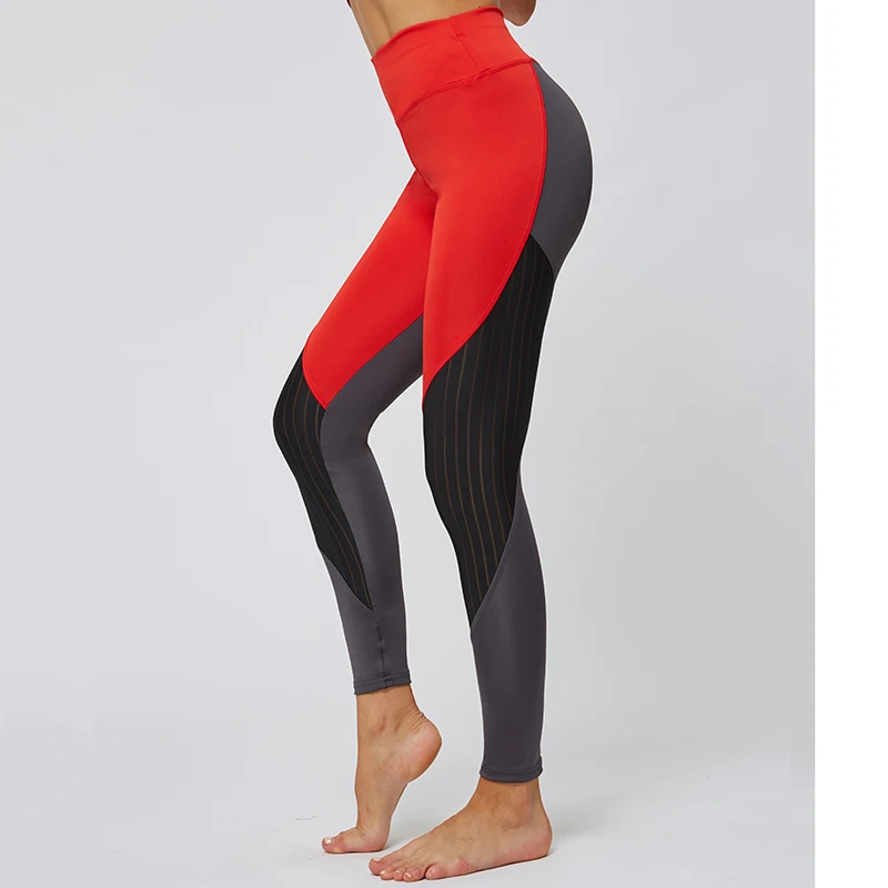 Новые модные спортивные штаны для бега легинсы для фитнеса Высокая Талия Леггинсы женские спортивные сексуальные сетчатые с выемкой Леггинсы Спортивная одежда для тренажерного зала