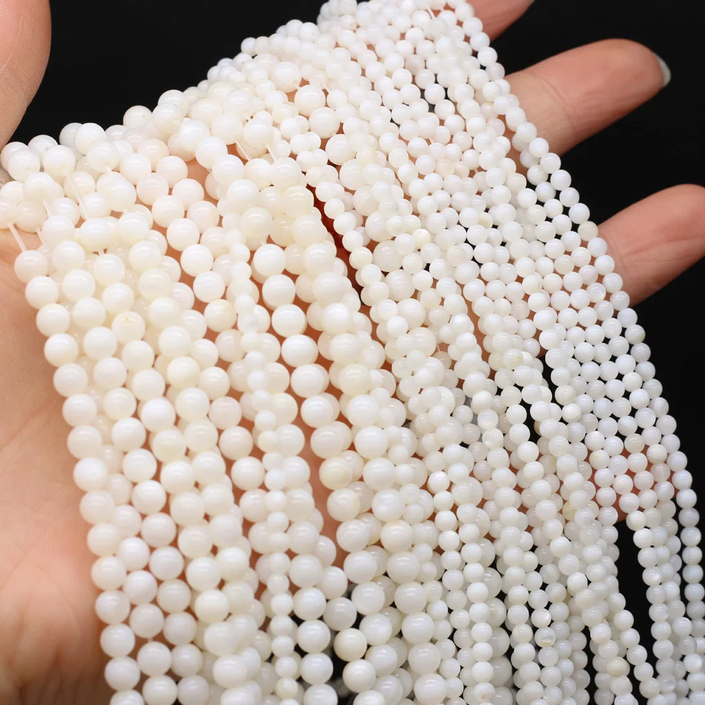 

3/4/5/6mm Natural Shell Loose Beads Round Seashell Scattered Beads for Tribal Jewelry Making DIY Bracelet Necklace Gifts