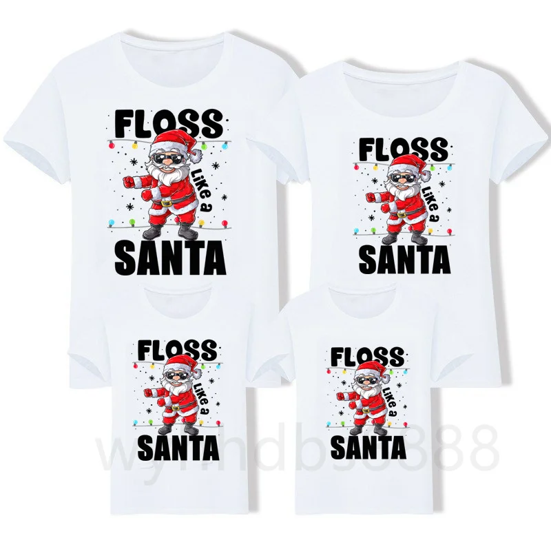 

Children Girl Boy Funny Christmas T-shirt Clothes Family Suit Santa Claus T-shirt Family of Three Tops T-shirt White T-shirt