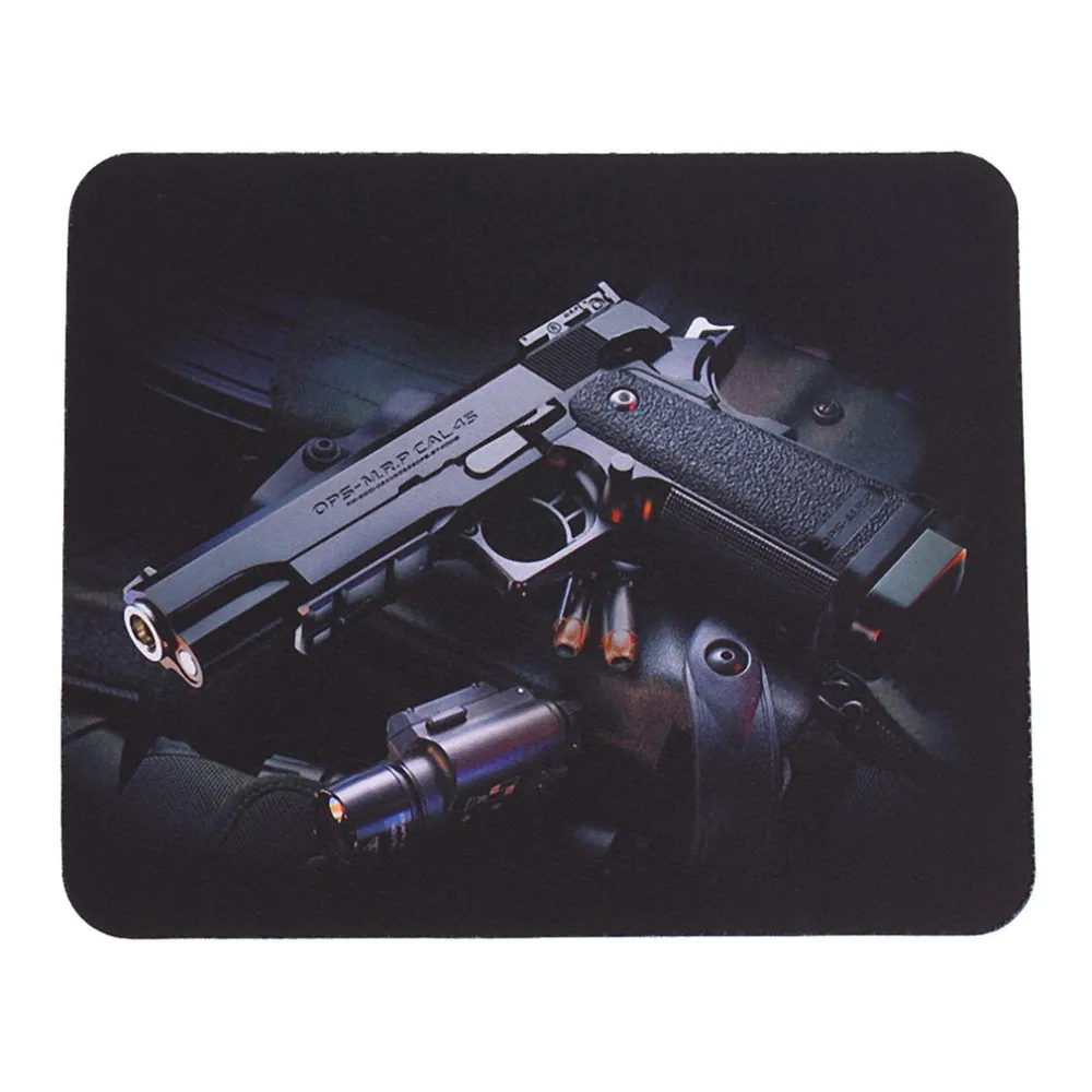 Рисунок пистолетов Противоскользящий ноутбук ПК игровой коврик для мышки коврик для мыши для оптическая лазерная мышка - Цвет: Черный