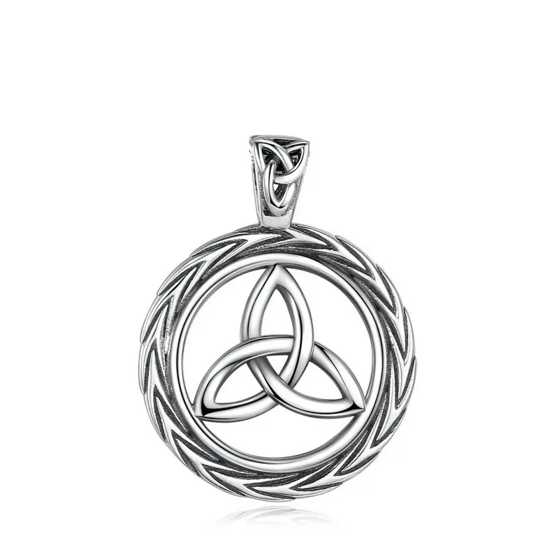 only pendant Eudora, винтажное, ирландское, кельтское, с узлом Троицы, Круглый, с подвеской, ожерелье с коробкой, Стерлинговое серебро, ювелирные изделия для женщин и мужчин, D264 - Окраска металла: only pendant