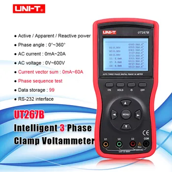 

UNI-T UT267B Digital Intelligent Three Clamp Phase Voltammeter, Phase Sequence Measurement Data Storage Detection Rate