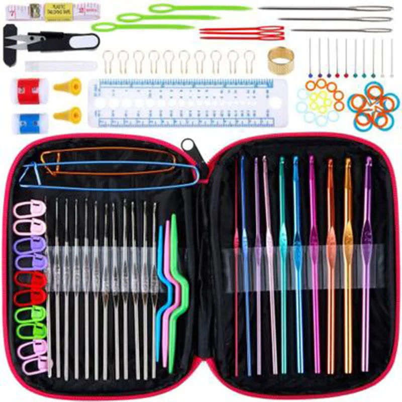 

100pcs Knitting Crochet Accessories with Storage Case Practical Crochet Hooks Set Ergonomic DNJ998