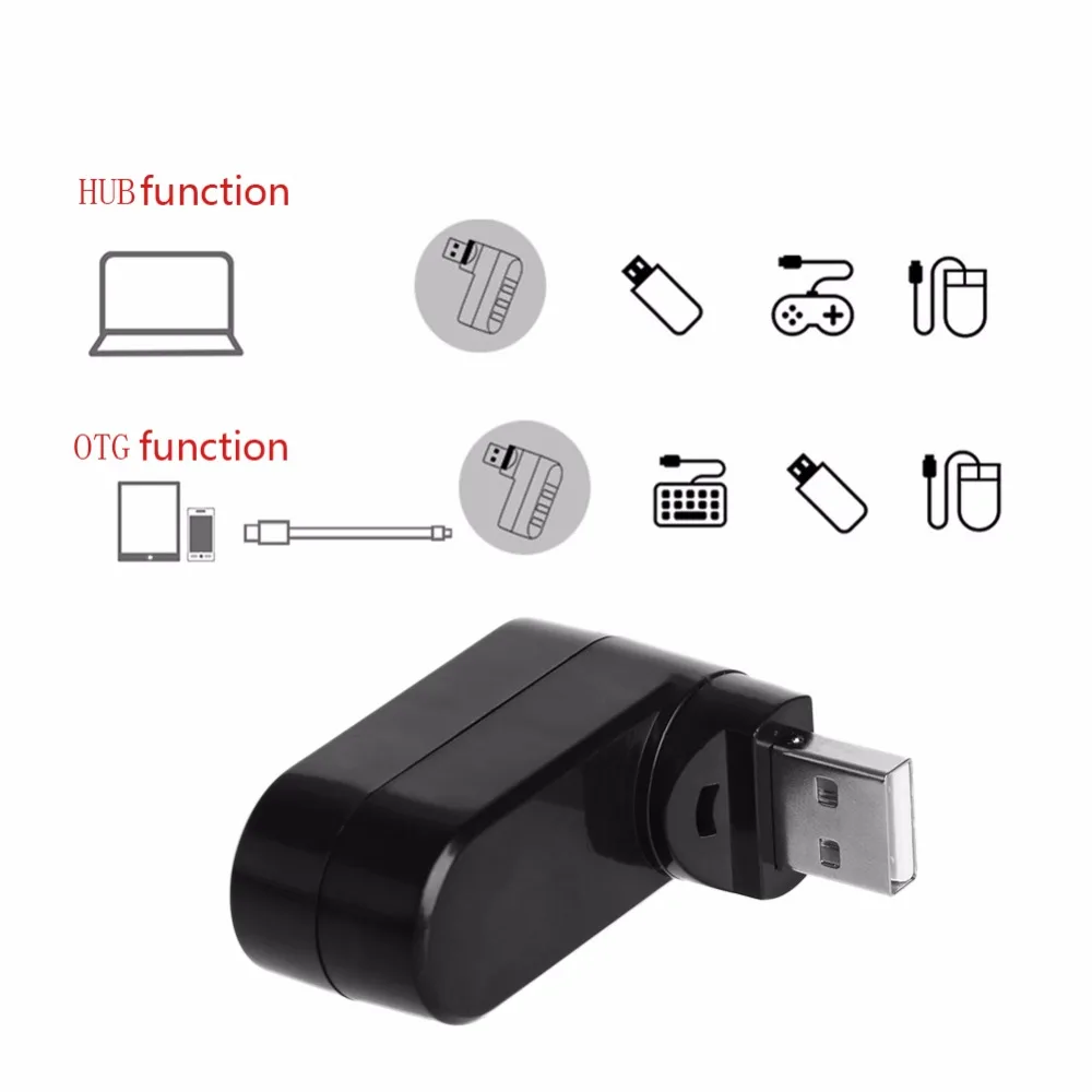 Мини 3 Порты и разъёмы USB 2,0 вращать концентратор переходник разветвитель для настольных ПК, ноутбуков, ExpansionW91A