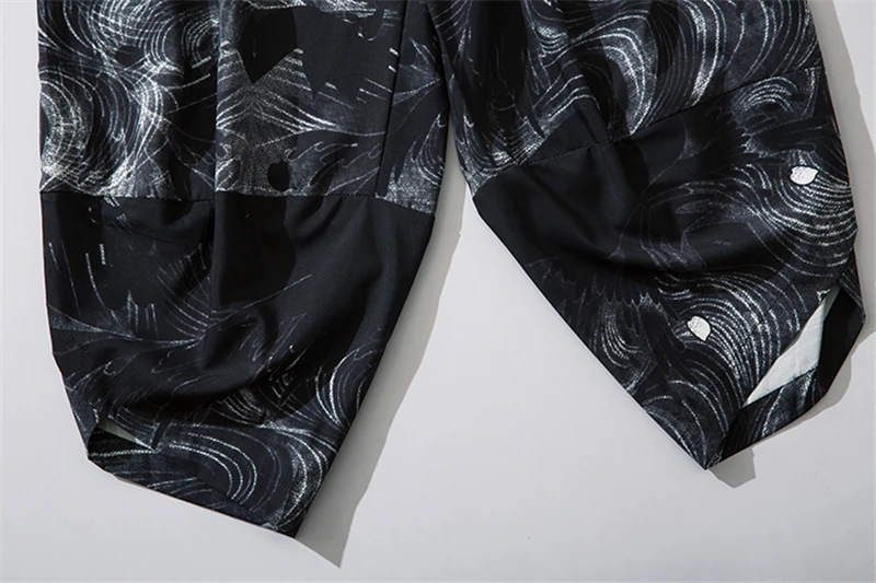 Bebovizi 2020 Japanese Style Harajuku Men Trousers Sakura Samurai Costume Loose Fashion Women Traditional Bloom Pants Haori