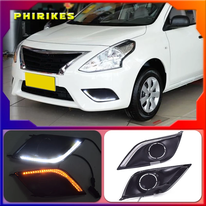 

2pcs For Nissan Almera Latio Sunny Versa 2014 2015 2016 2017 2018 DRL Daytime Running Lights Daylight Fog Head Lamp