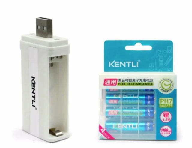 4pcs 1.5v 1100mWh AAA rechargeable lithium li-polymer batteries + USB AA AAA charger 4PCS AAA and charger