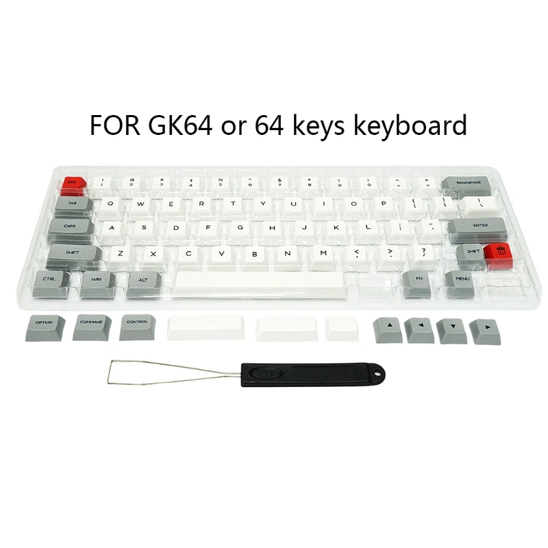 

64 Keys Keyset Double Color PBT Thick Keycap for GK64 Mechanical Gaming Keyboard 54DD
