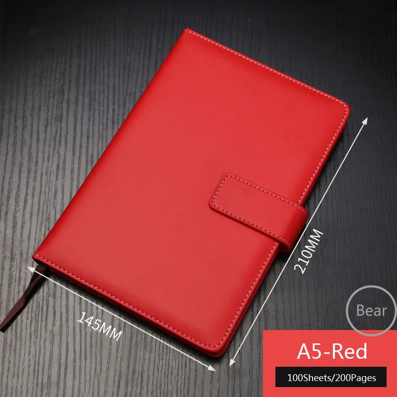 Red Кожаный блокнот для путешествий с пряжкой и логотипом А5 - Цвет: Red