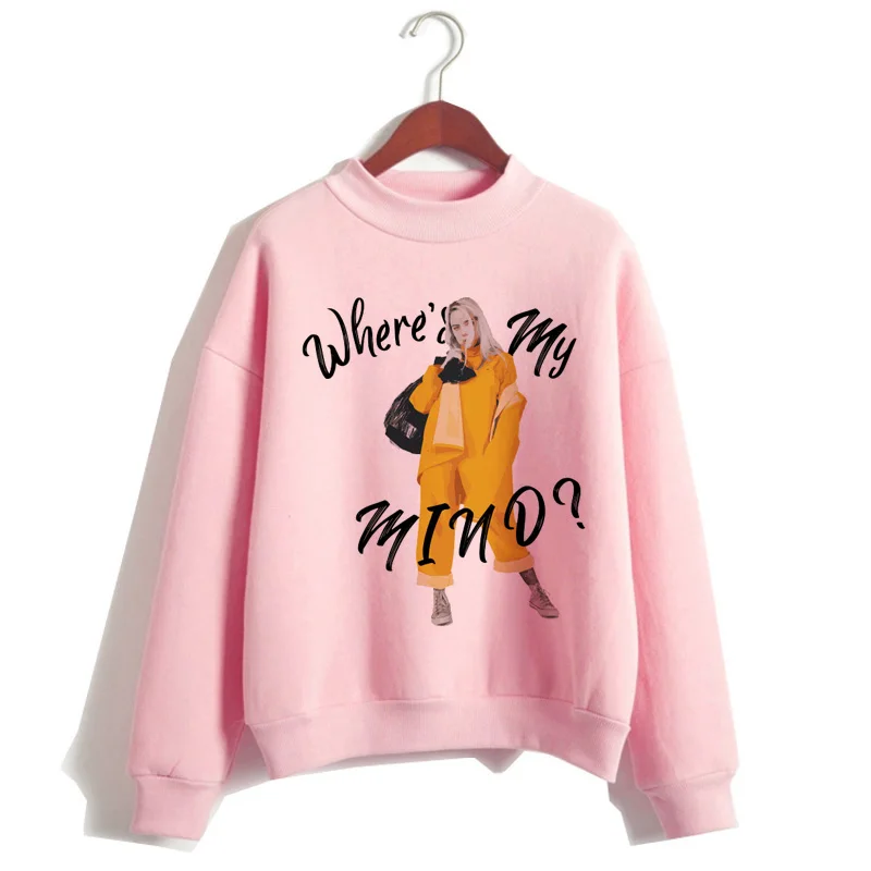 Billie eilish Толстовка для женщин harajuku мода billie eilish ulzzang розовый принт Женская одежда Графический мультфильм кавайный капюшон - Цвет: 538