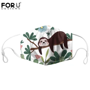 

7pcs Filter with Mask Cartoon Sloth PM 2.5 Mask Tropical Animal Pattern Anti Dust Mask for Adult Men Women Face Care Masks