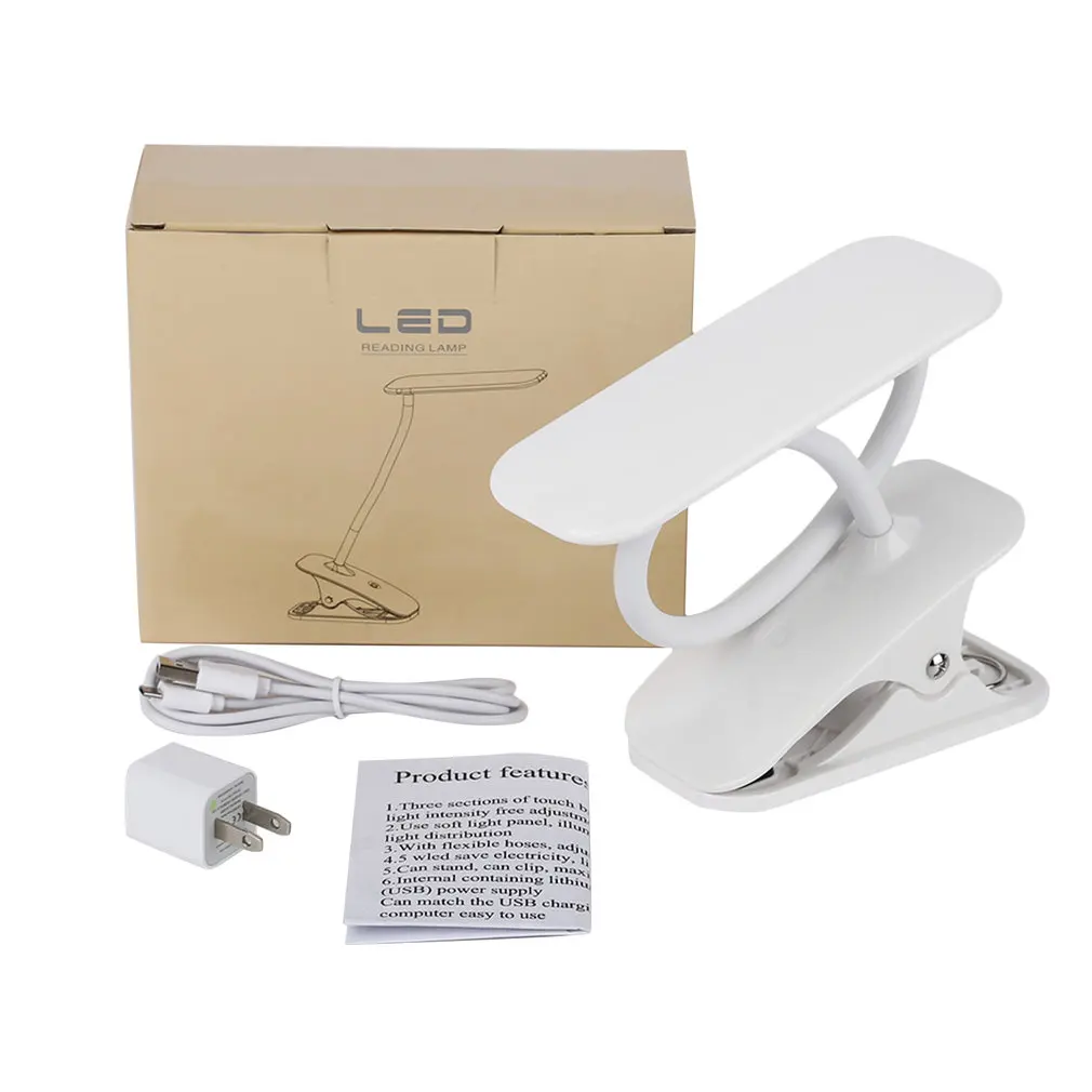 ICOCO Portable Lightweight Adjustable Neck 21 LED 4.2W Clip Reading Lamp With Touch Switch Bedside Book Light Eye Protection