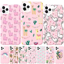 Llama alpaca padrão líquido silicone caso de telefone para iphone 11 pro max x xs max xr cor sólida escudo para iphone 7 8 6s plus