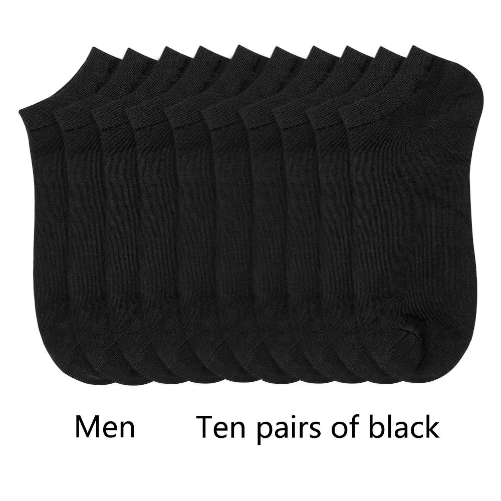 10 пар, Брендовые мужские дышащие дезодорирующие носки из бамбукового волокна, летние невидимые короткие носки для мужчин, носки-лодочки по щиколотку, Прямая поставка - Цвет: black