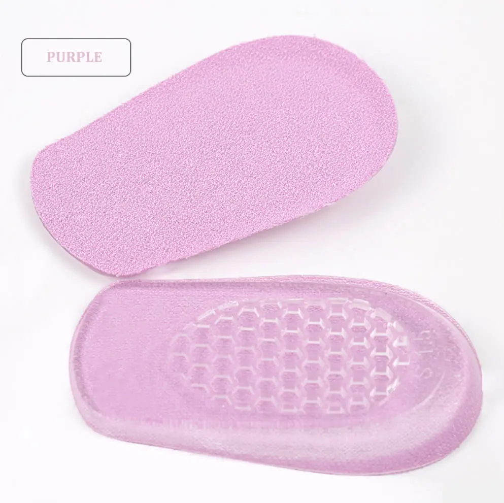 Gel Increased insole half pad elastic shock absorption sports invisible heightening heel pad for men and women - Цвет: Фиолетовый