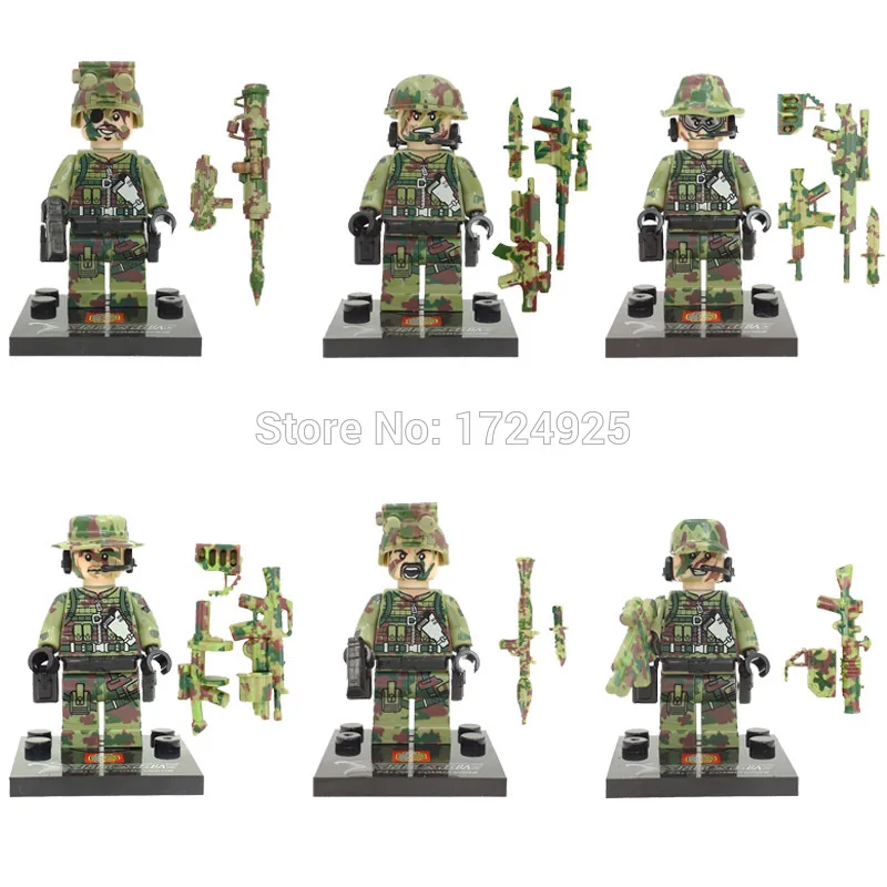 

Hot Sale 6pcs/lot SWAT Military Figure Set PUBG Weapon Building Blocks Sets Model Bricks Education Toys SY11101 Legoing