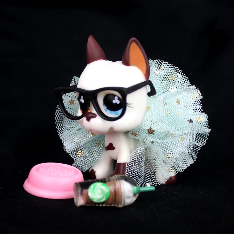 YASMINE Pet Shop Great Dane Dog Accessories Glasses Blue Skirt lps 577