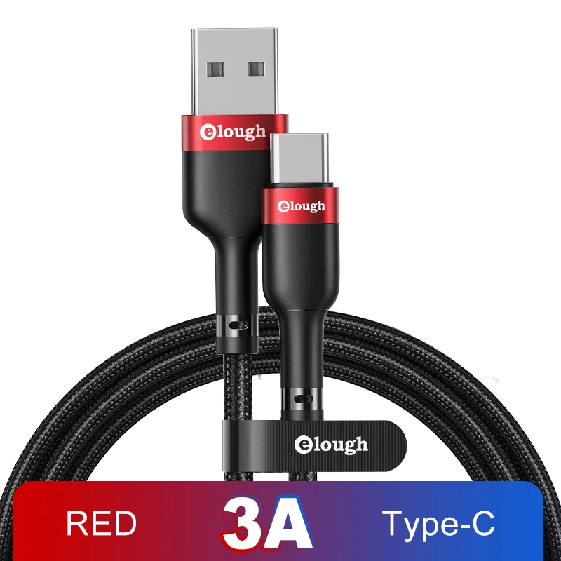 Elough USB Type C Cable 3A Fast Charging USB C Cable For Xiaomi Redmi Poco x3 Samsung S20 S21 Mobile Phone USB-C Type-C Cable 3m android charger type Cables