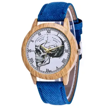 

Skull Pattern Luxury Fashion Denimr Strap Cheap Women Quartz Watch Women Valentine Gifts 2018 Montre Sport Bracelet Wrist