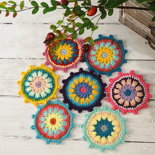 Ручная работа вязание крючком 12 см ретро Круглый Doilies японский чай церемония