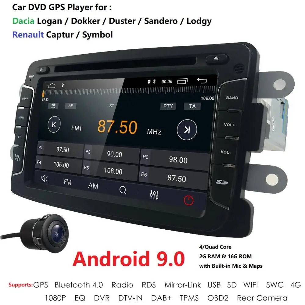 Discount 9 "1 din android 9.0  GPS  Car Multimedia Head unit for Dacia Logan  DOKKEP Duster Sandero lodgyfor Dacia Logan  DOKKEP Duster 4
