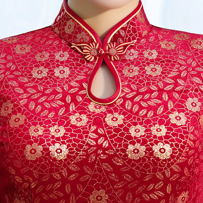 Велюровое традиционное китайское Ципао платье до колена Cheongsam элегантное Qipao Vestidos Размер L-5XL