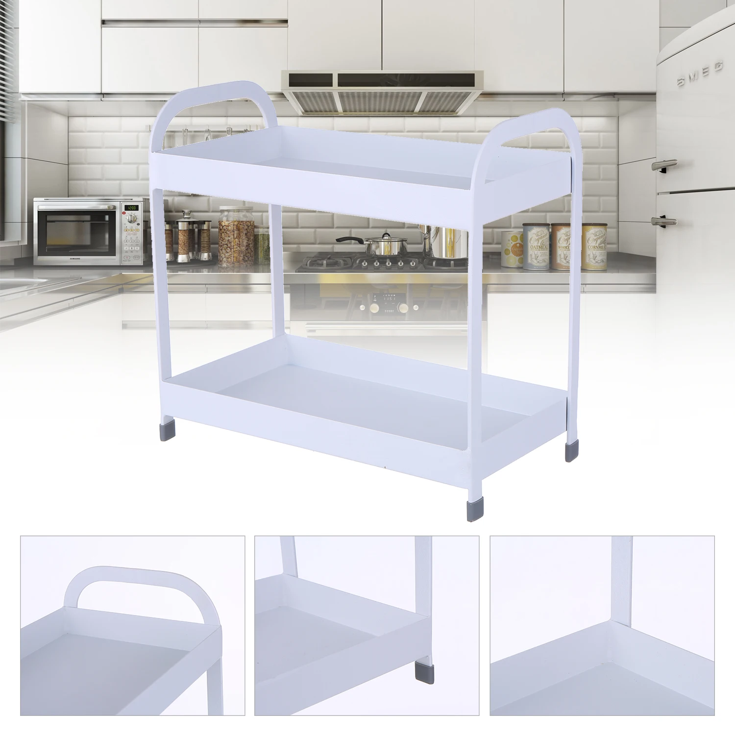 2-Tier Kitchen Countertop Shelf Rack Spice Organizer Kitchen Storage Rack Bathroom Organizer Shelf Book Shoes Shelve