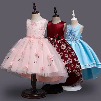 

Baby Girl Birthday Outfits Elegent Embroidery Children's Girls First Communion Dresses Flower Girl Dress For Wedding Party