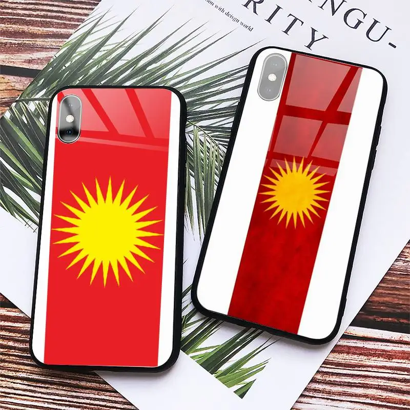 

Yazidis Flag Phone Case Tempered glass For iphone 6 6S 7 8 plus X XS XR 11 PRO MAX